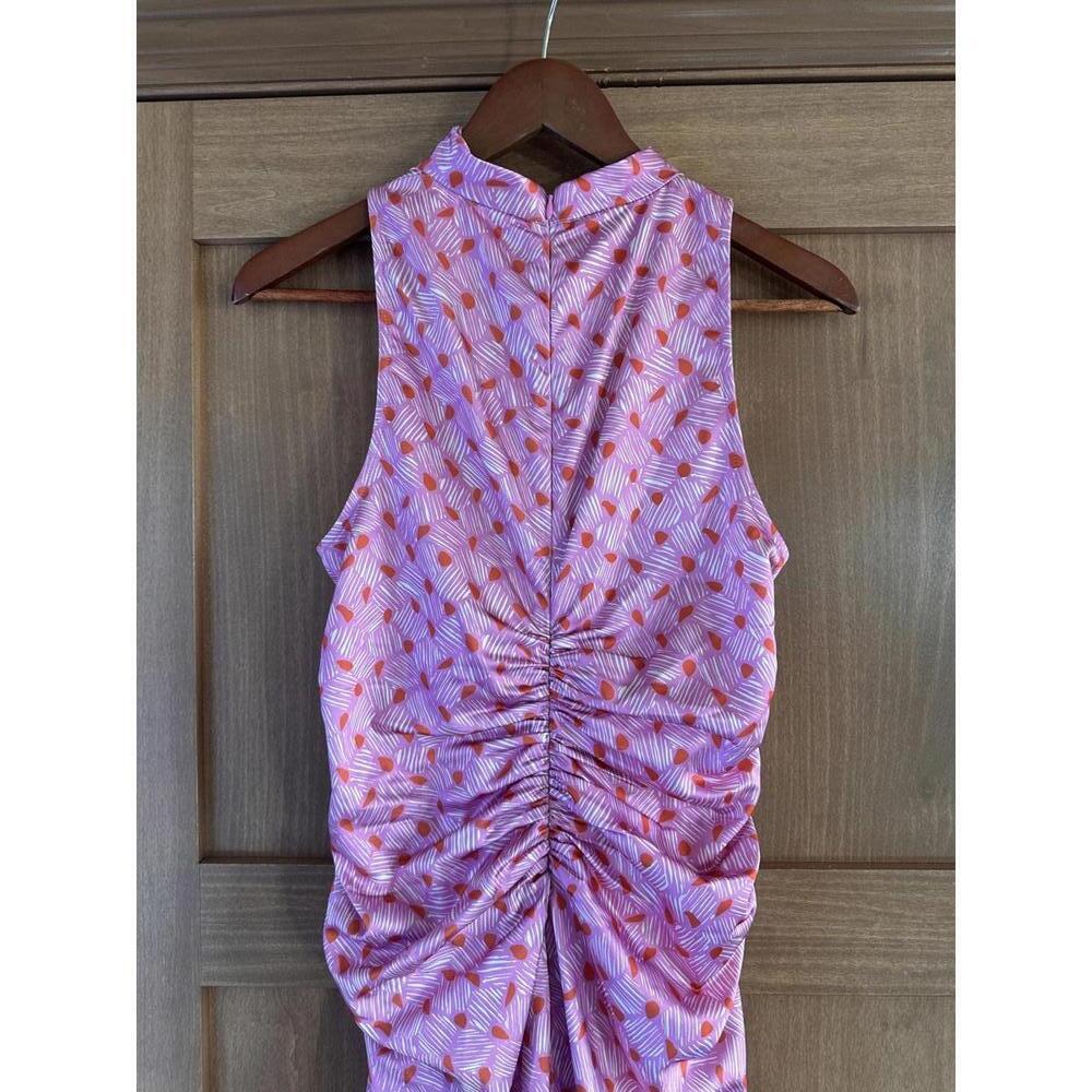 NWT Parker The Ayla Ruched Mock-Neck Satin Midi Dress in Cashmere Rose Women’s 8 - Picture 11 of 15